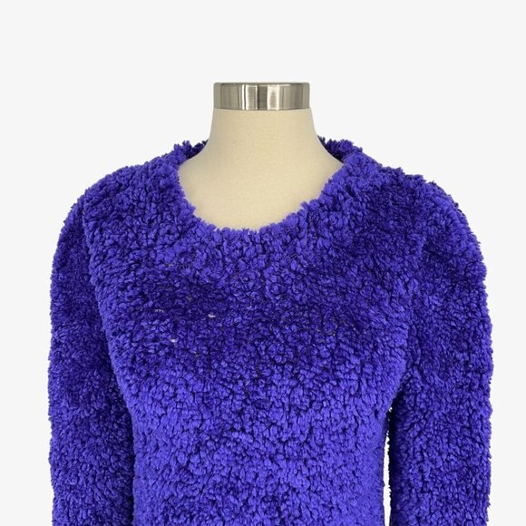 Stella McCartney Furry Textured Knit Crop Jumper EUR Size 46 XL Purple Sweater - Picture 2 of 13